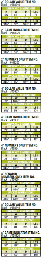 Color Stateman Bingo Console Dimensions
